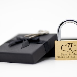 Engraved Padlock, 23 Styles, BOLD PERMANENT ENGRAVING + Black Gift Box. 40mm Personalised Love Lock.