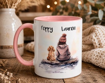 Personalised Dog & Owner Mug | Custom Dog Breed + Names | Dog Mum Gift | Pet Lover Mug
