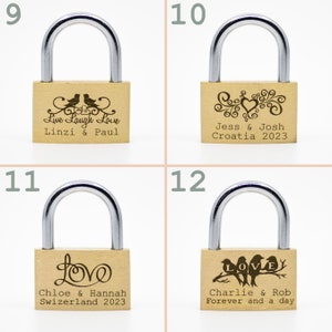 Engraved Padlock, 23 Styles, BOLD PERMANENT ENGRAVING Black Gift Box. 40mm Personalised Love Lock. image 4