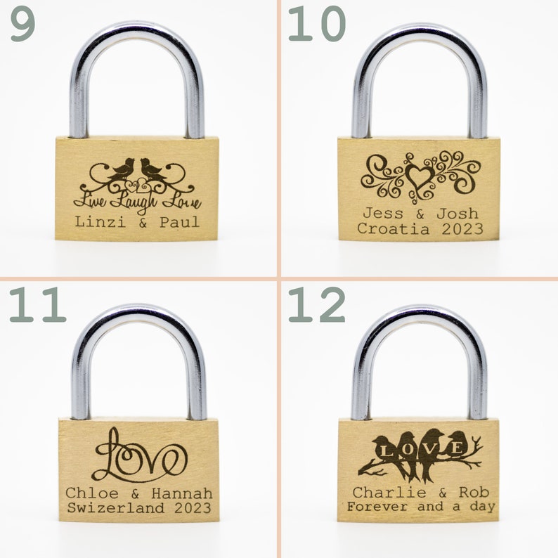 Engraved Padlock, 23 Styles, BOLD PERMANENT ENGRAVING Black Gift Box. 40mm Personalised Love Lock. image 4