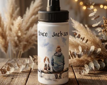 Personalised Dog Water Bottle | Custom Dog & Owner Name Bottle | Pet Lover Gift | Dog Dad Gift | Dog Walker Bottle