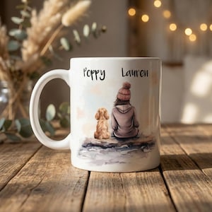 Personlig hund- och ägaremugg | Anpassade hundraser + namn | Hundmammapresent | Mugg för husdjursälskare | Hundbästa vänmugg