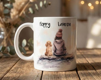 Personalised Dog & Owner Mug | Custom Dog Breed + Names | Dog Mum Gift | Pet Lover Mug | Best Friend Dog Mug
