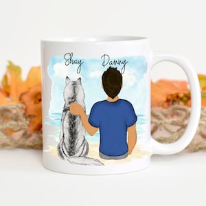 Personalised dog mug, man and dog mug, birthday gift, Christmas, dog lover gift