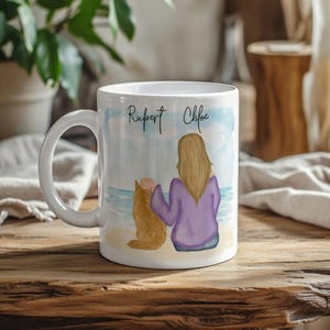 Personalisierte Katze & Besitzer Porträt Tasse | Benutzerdefinierte Illustration Geschenk