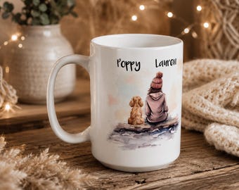 Personalised Dog & Owner Mug | Custom Dog Breed + Names | Dog Mum Gift | Pet Lover Gift for Her