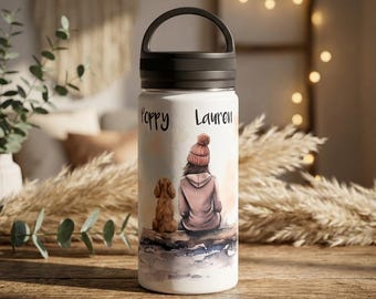 Personalised Dog Water Bottle | Custom Dog Breed & Names Bottle | Dog Mum Gift | Pet Lover Gift for Her
