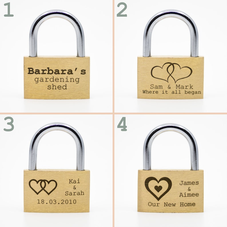 Engraved Padlock, 23 Styles, BOLD PERMANENT ENGRAVING Black Gift Box. 40mm Personalised Love Lock. image 2