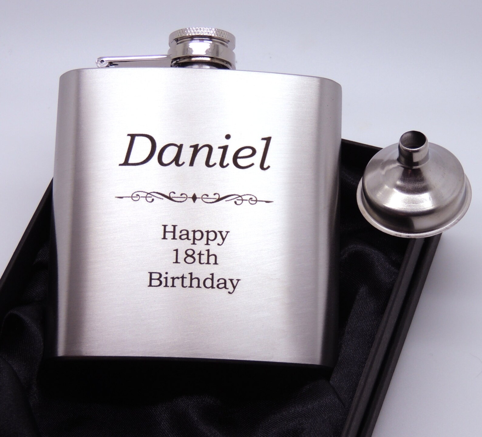 Engraved Stainless Steel 6oz Hip Flask Funnel & Gift Box Etsy UK