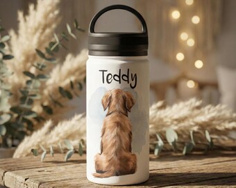 Personalised Dog Breed Water Bottle | Custom Name & Message | Pet Lover Gift