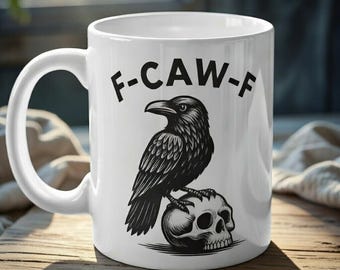 Personalised Raven Skull Mug | Gothic Coffee Cup | Dark Humour Gift With Custom Message