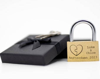 Engraved Padlock, 23 Styles, BOLD PERMANENT ENGRAVING + Black Gift Box. 40mm Personalised Love Lock.