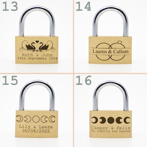 Engraved Padlock, 23 Styles, BOLD PERMANENT ENGRAVING Black Gift Box. 40mm Personalised Love Lock. image 5