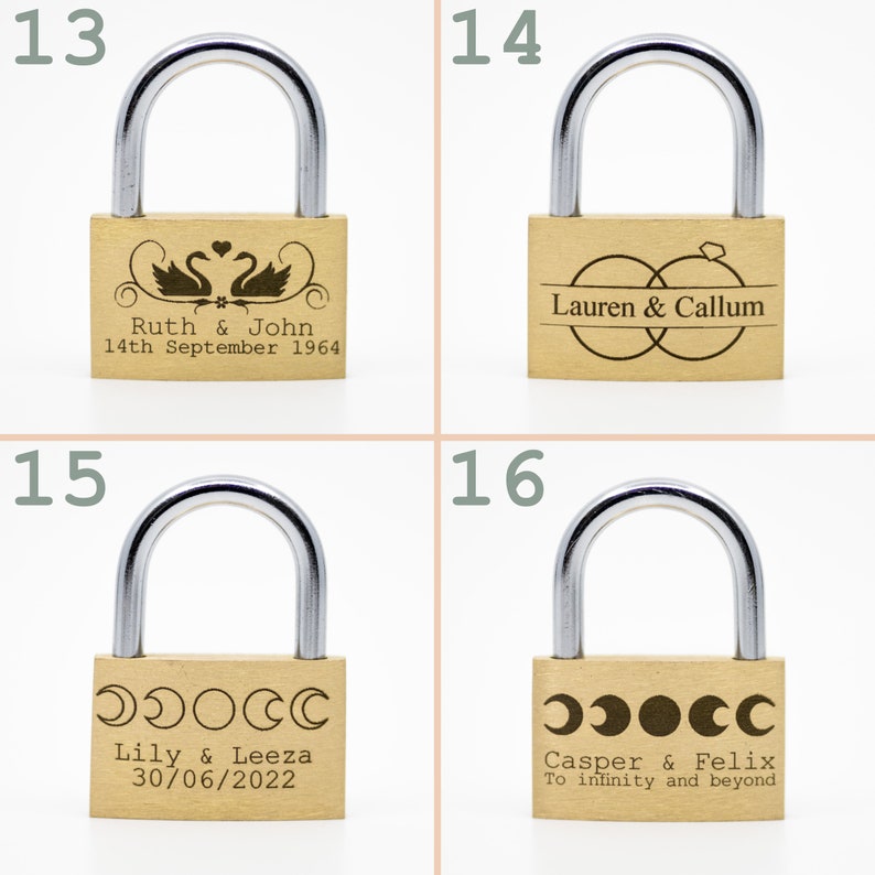 Engraved Padlock, 23 Styles, BOLD PERMANENT ENGRAVING Black Gift Box. 40mm Personalised Love Lock. image 5