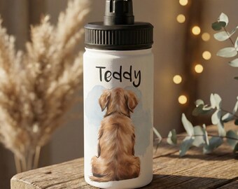 Personalised Dog Breed Water Bottle | Custom Name & Message | Pet Lover Gift