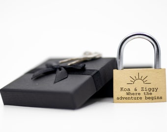 Engraved Padlock, 23 Styles, BOLD PERMANENT ENGRAVING + Black Gift Box. 40mm Personalised Love Lock.