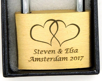 Engraved Padlock, 5 Styles, BOLD PERMANENT ENGRAVING + Black Gift Box. 40mm Personalised Love Lock.