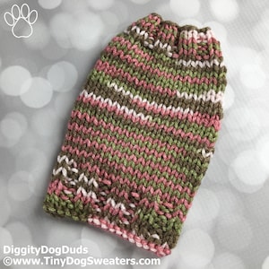 Hand Knit Pink Camo Dog Sweater: Acrylic Puppy Clothes