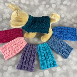 Hand Knit Cabled Dog Sweater: Acrylic Puppy Clothes