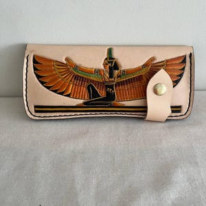 Handgefertigte Leder Geldbörse für Frauen Handgefertigte Leder Geldbörse Hand punzierte Brieftasche Einzigartiges Geschenk für Sie Authentisches Ägyptisches Design