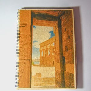 Journal Notebook Recycled Paper Hand Stamped Bookmark Egyptian Style Notebook Handmade Journaling