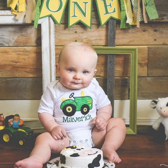 Baby Boy's Appliqued Tractor Bodysuit Boy's John Deere Tractor