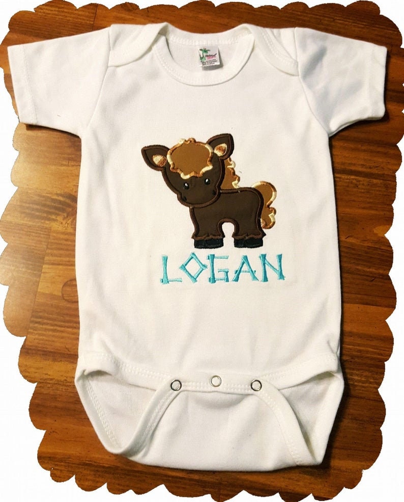 Cowboy Bodysuit - Cowboy Nursery Shower Gift- Horse Boy Outfit - Thumbnail 3