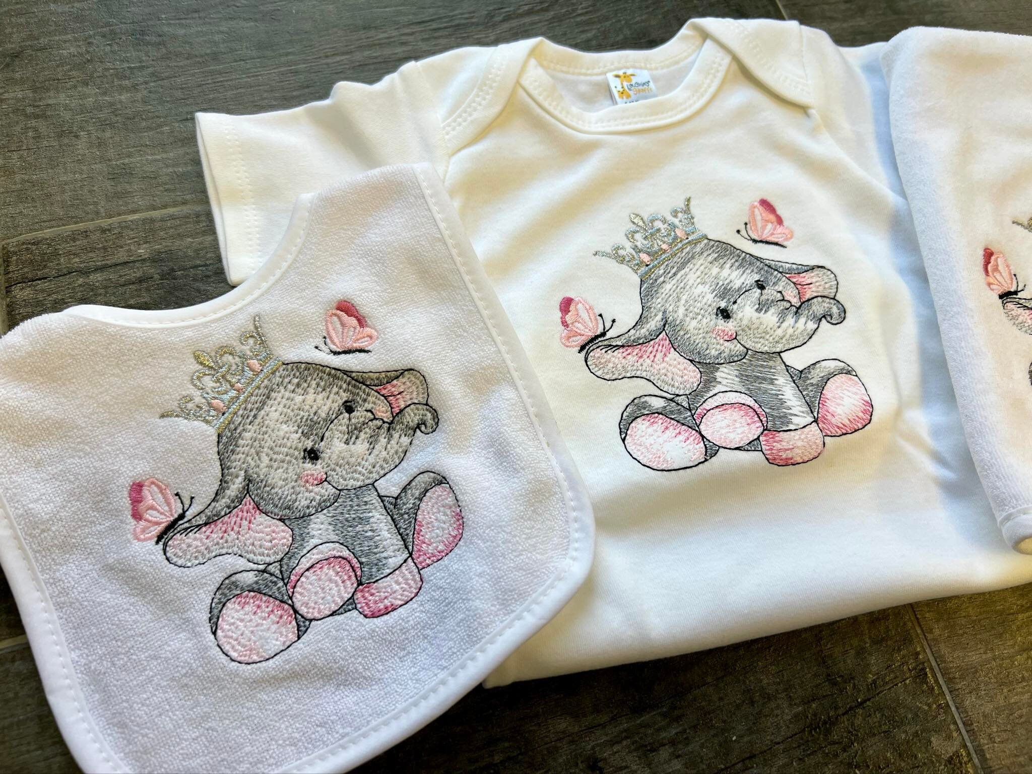Girl Elephant  Baby Shower Gift - Elephant Girl 3 piece set - Thumbnail 3