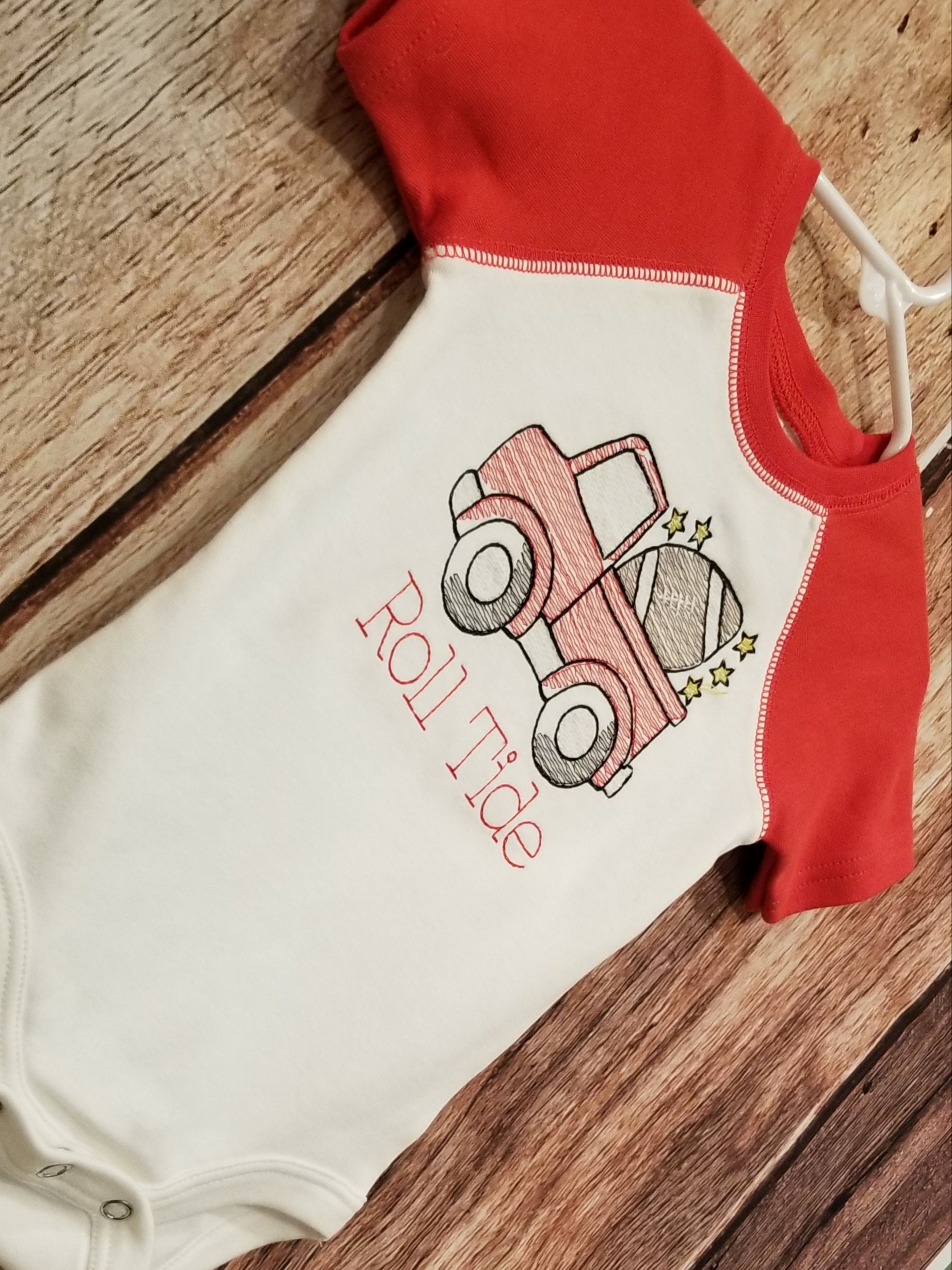Vintage Truck with Football Bodysuit- Vintage Truck Shirt - Kids- Baby - Thumbnail 3
