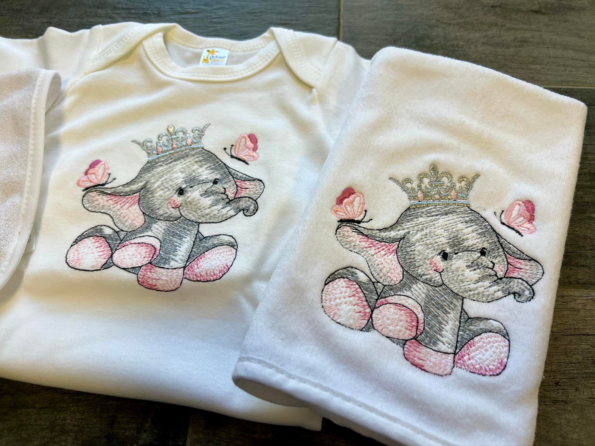 Girl Elephant  Baby Shower Gift - Elephant Girl 3 piece set - Thumbnail 2