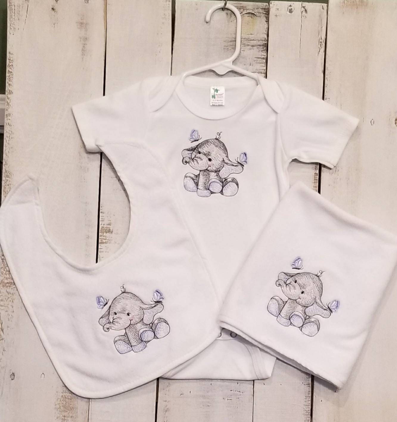 Baby Boy elephant Outfit - Boys 3 piece baby shower gift- - Thumbnail 2