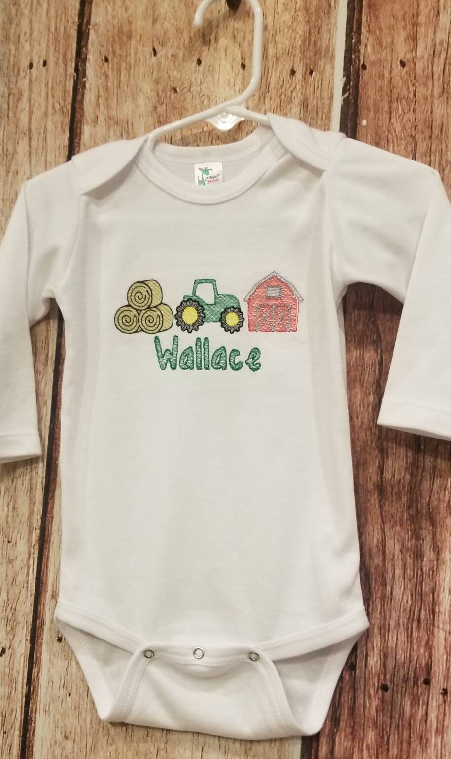 Farm boy sketched bodysuit- Baby Tractor Shirt - Boys tractor shirt