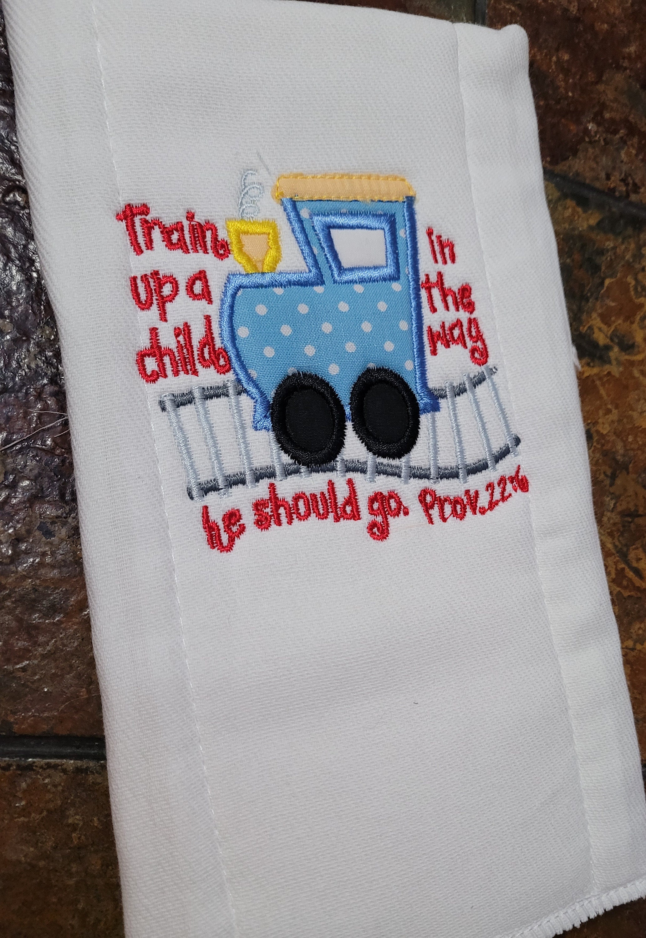 Infants Train Burp Cloth - Bib Train - Train a child Burp Cloth - Thumbnail 2