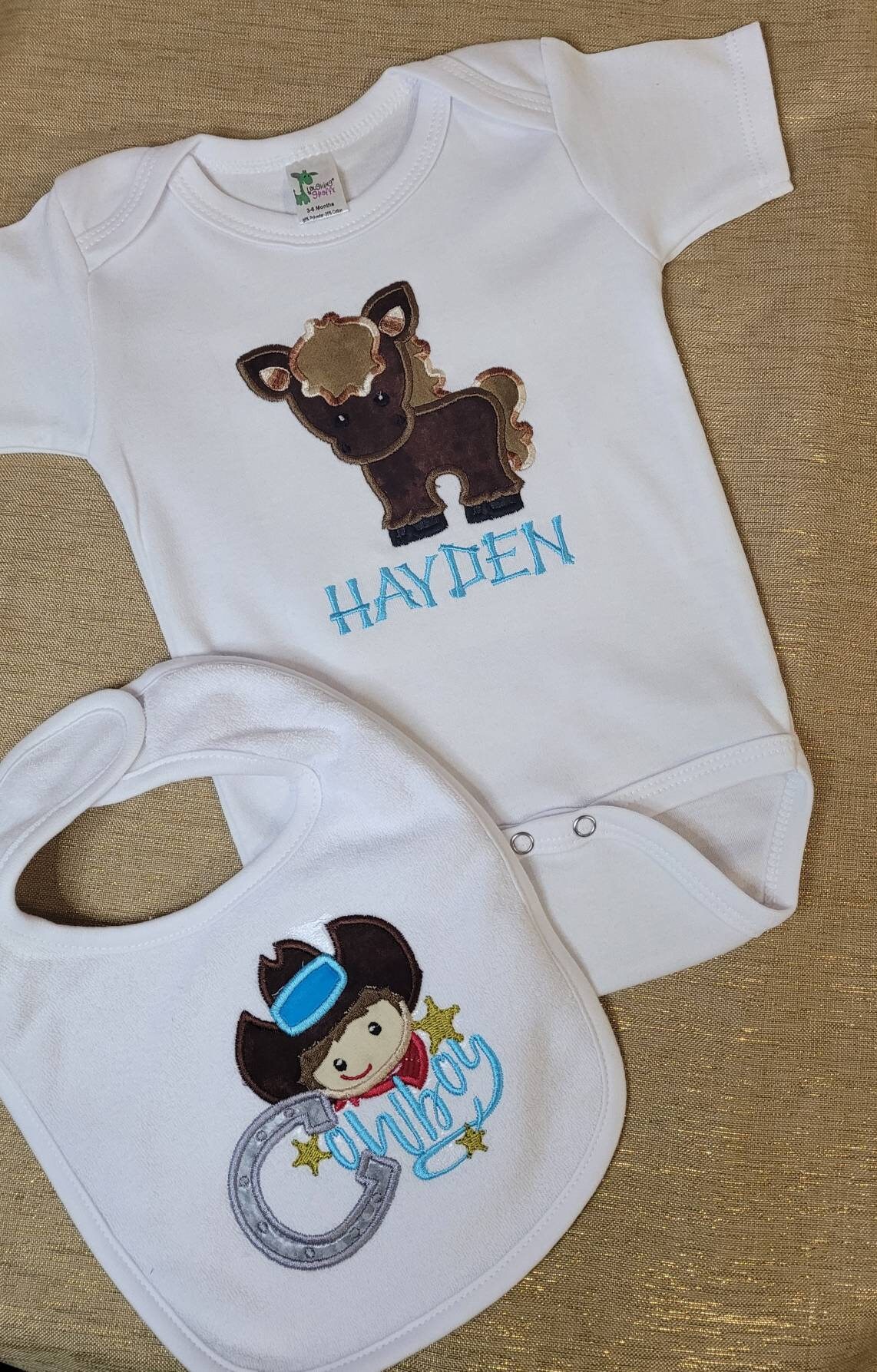 Cowboy Bodysuit - Cowboy Nursery Shower Gift- Horse Boy Outfit - Thumbnail 6