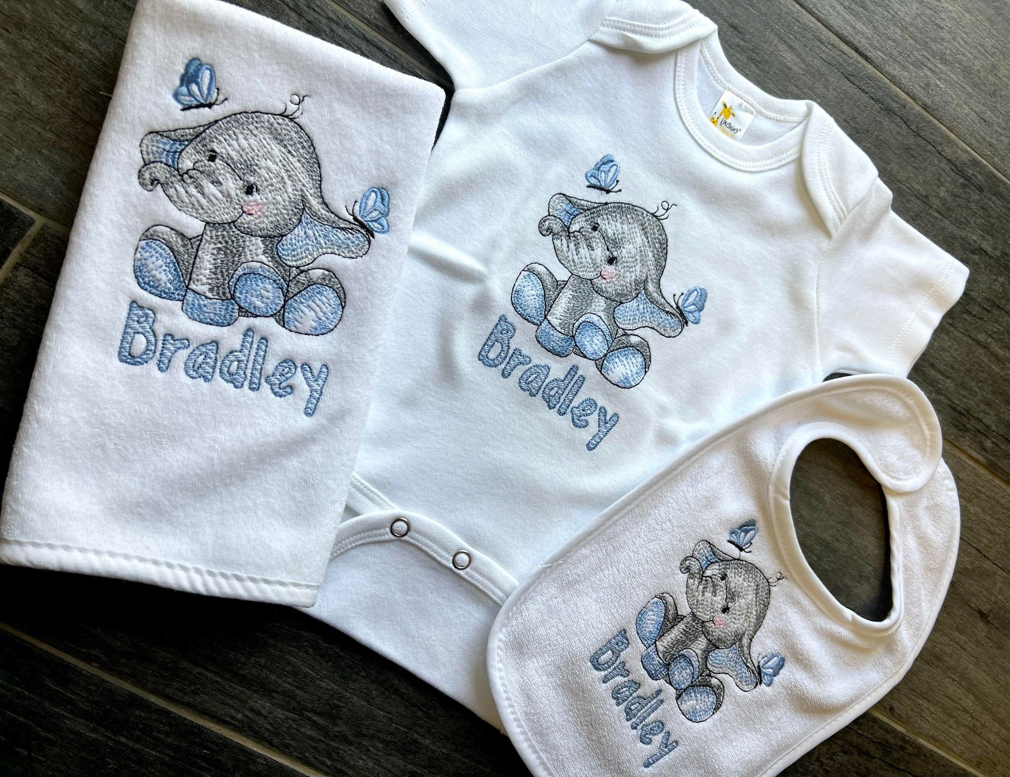 Baby Boy elephant Outfit - Boys 3 piece baby shower gift- - Thumbnail 4