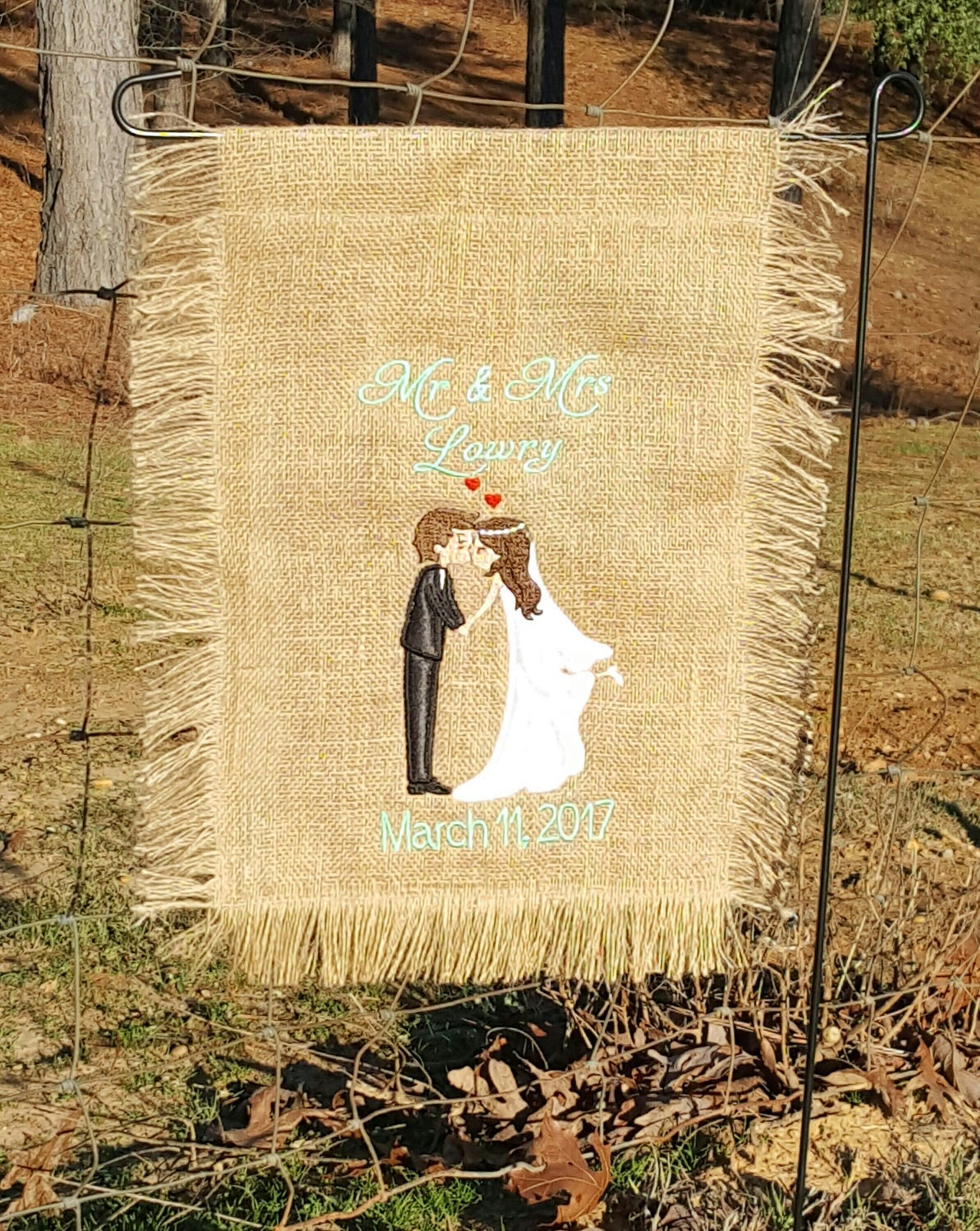 Wedding Day Garden Flag-Burlap - Thumbnail 4