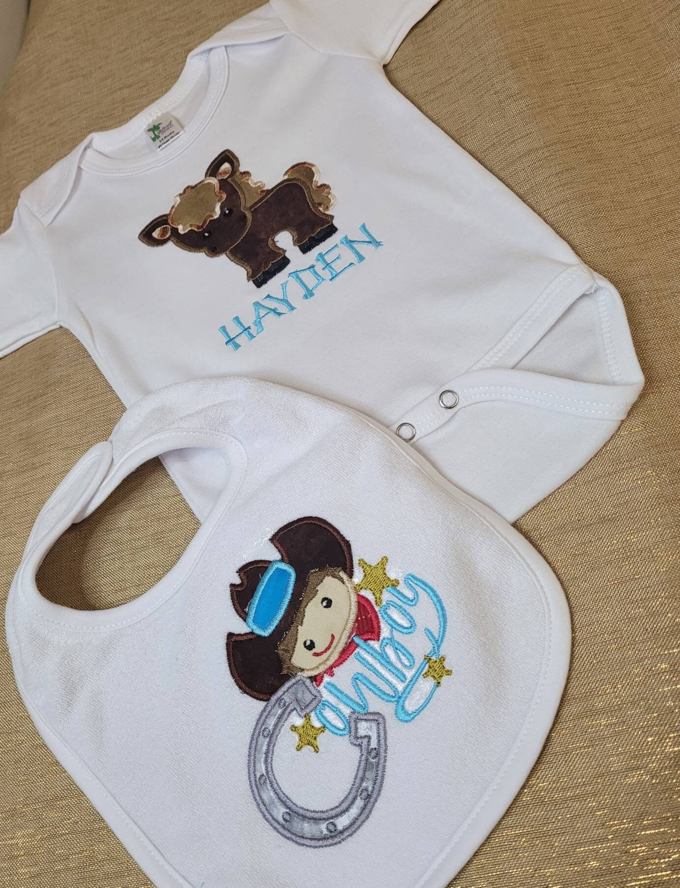 Cowboy Bodysuit - Cowboy Nursery Shower Gift- Horse Boy Outfit - Thumbnail 2