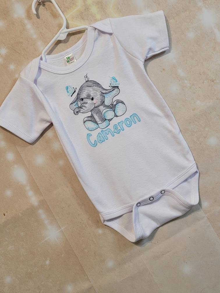 Baby Boy elephant Outfit - Boys 3 piece baby shower gift- - Thumbnail 3