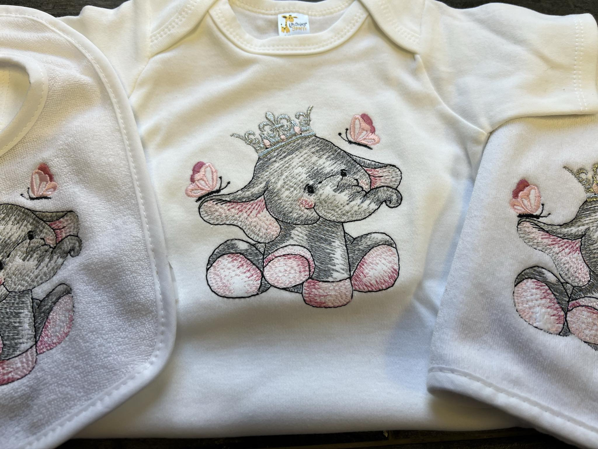 Girl Elephant  Baby Shower Gift - Elephant Girl 3 piece set - Thumbnail 4