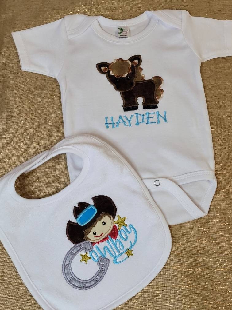 Cowboy Bodysuit - Cowboy Nursery Shower Gift- Horse Boy Outfit