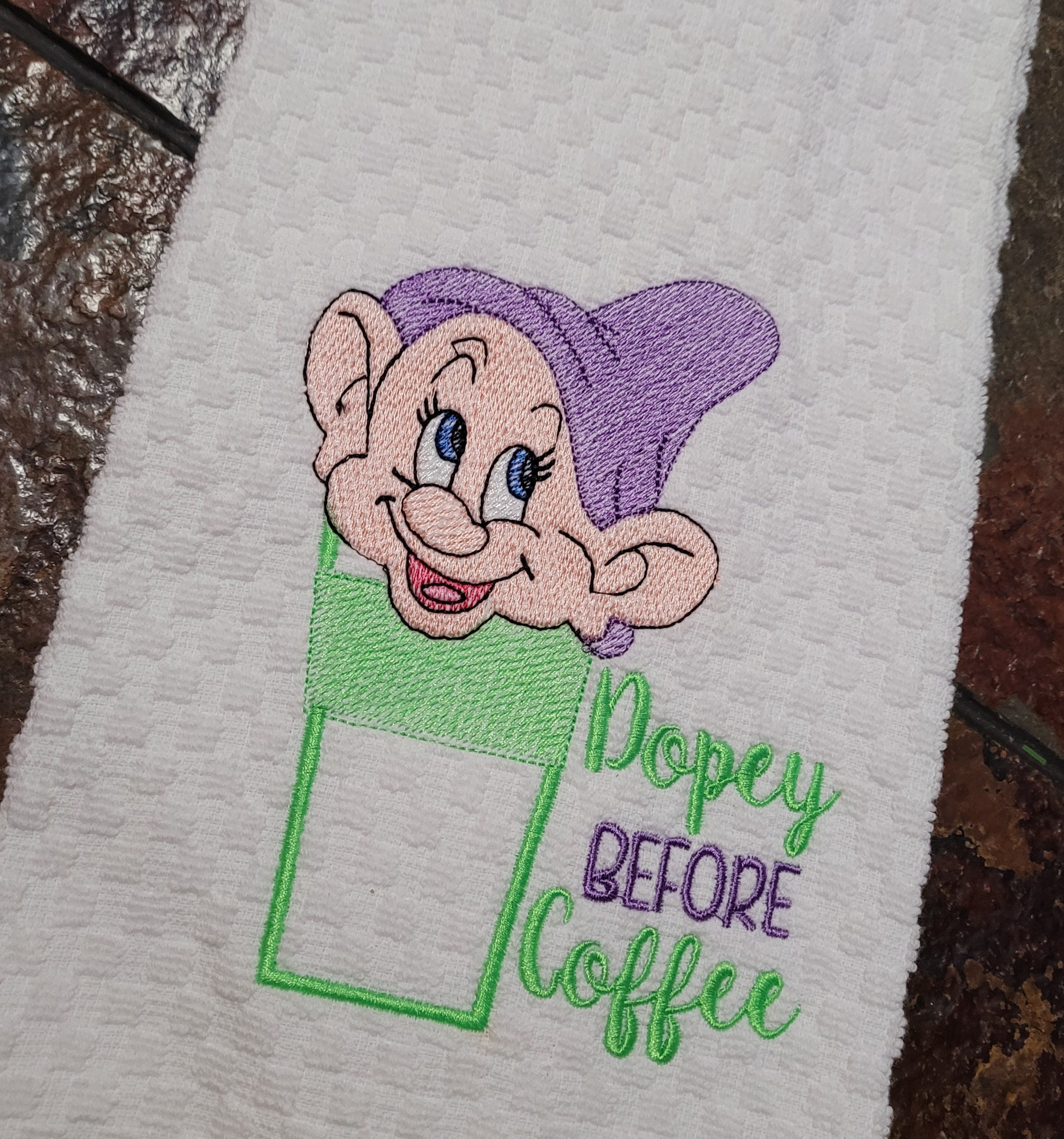 Kitchen Towels - Seven Dwarfs of Coffee- Coffee themed kitchen towels -Gnome towels - Thumbnail 2