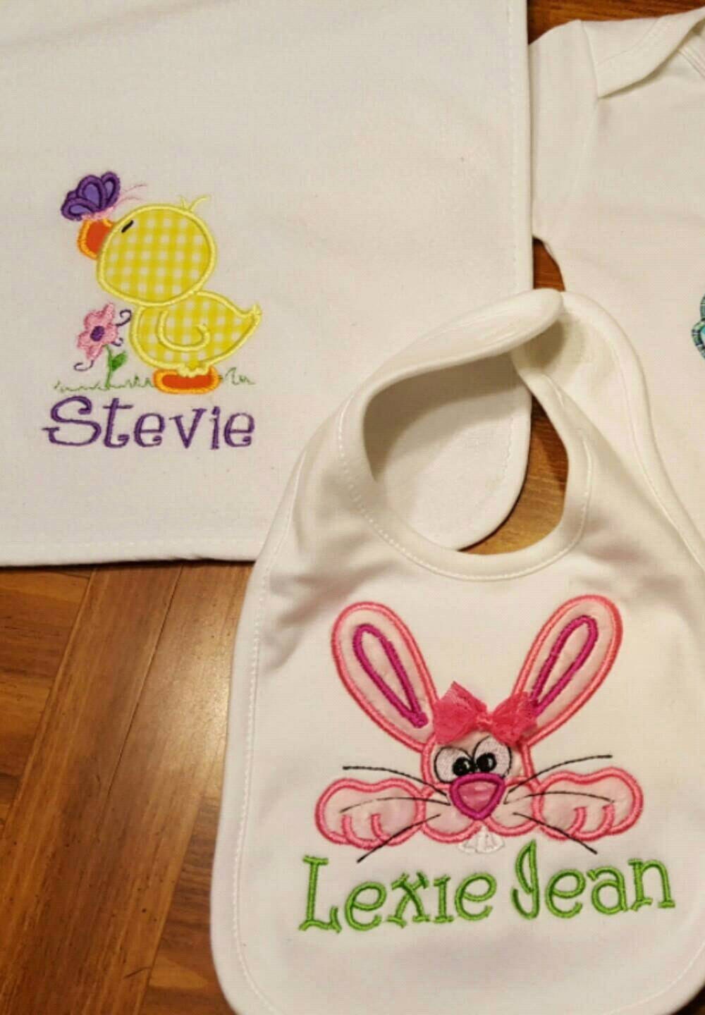 Easter Outfit - Spring Duckling Burp Cloth- Easter Duck-Bib-Bodysuits - Thumbnail 3