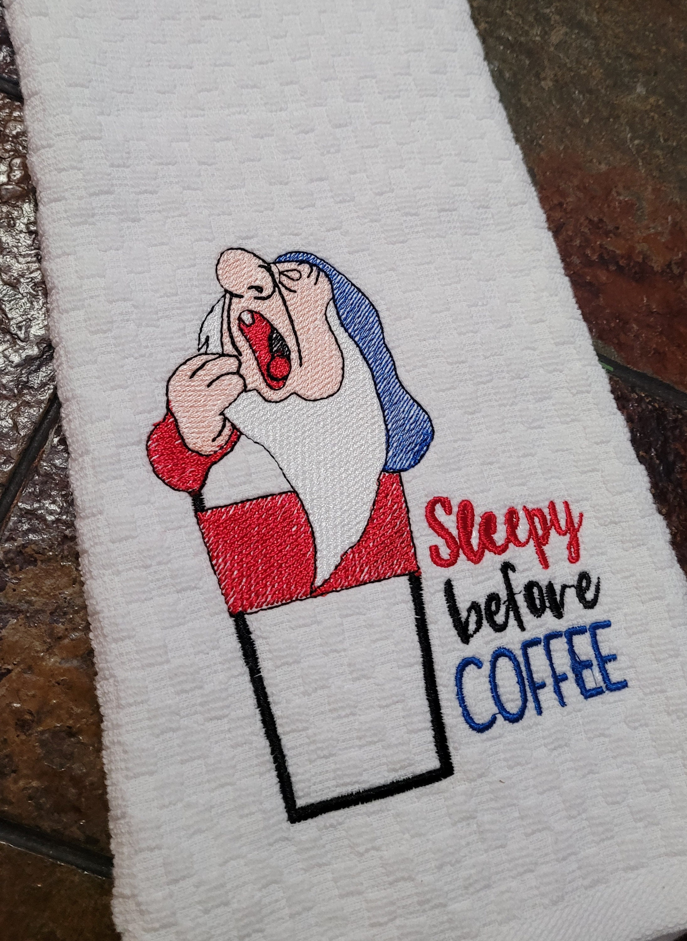 Kitchen Towels - Seven Dwarfs of Coffee- Coffee themed kitchen towels -Gnome towels - Thumbnail 4
