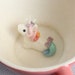 Surprise mug ceramic pink tea cup with rainbow unicorn - tiled horse animal figurine miniature