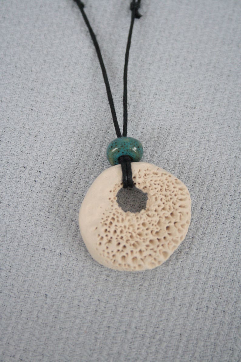 Necklace White Round Coral in Ceramic With Blue Turquoise - Etsy