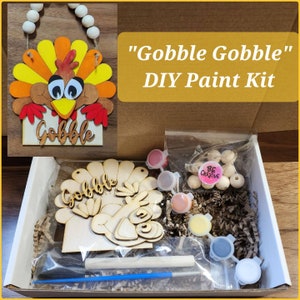 Gobble Gobble DIY Paint Kit - Craft Kit - Paint Party Kit - Fall - Thanksgiving - Turkey - everything included - Not a finished product.