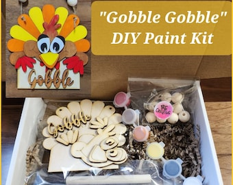 Gobble Gobble DIY Paint Kit - Craft Kit - Paint Party Kit - Fall - Thanksgiving - Turkey - everything included - Not a finished product.