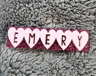 Personalized Acrylic Valentine's Hairclip/Glitter/Military/Cheer/Dance/Gift/Besties/Best Friend Gift