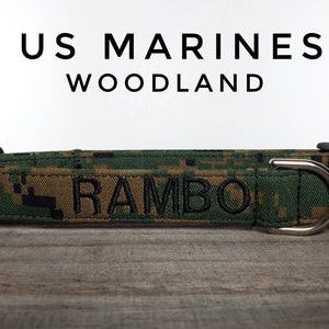 USMC MARPAT Digital Camo Dog Collar Personalized Dog Collar Monogrammed Military Dog Collar Marine Corps Patriotic Camouflage Woodland