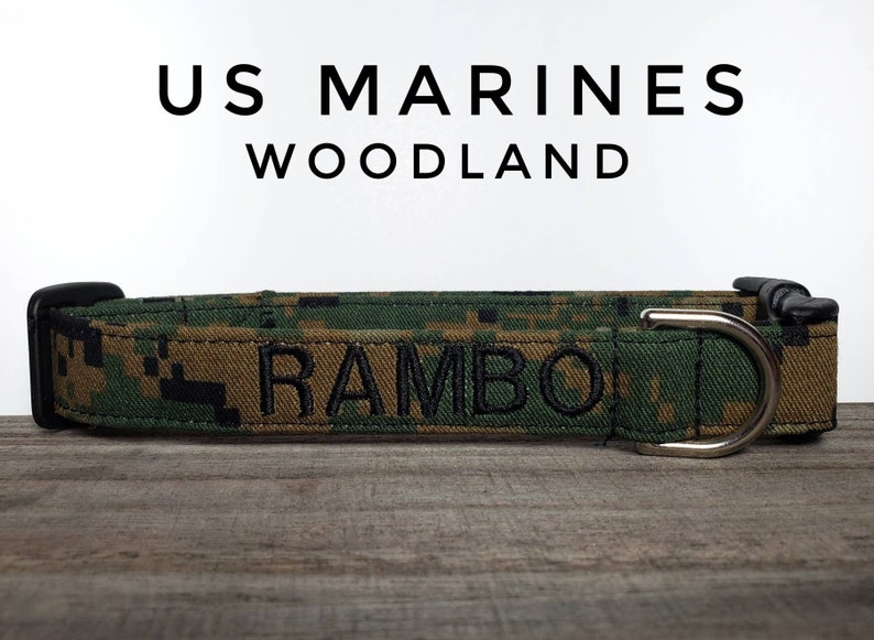 USMC MARPAT Digital Camo Dog Collar Personalized Dog Collar Monogrammed Military Dog Collar Marine Corps Patriotic Camouflage Woodland